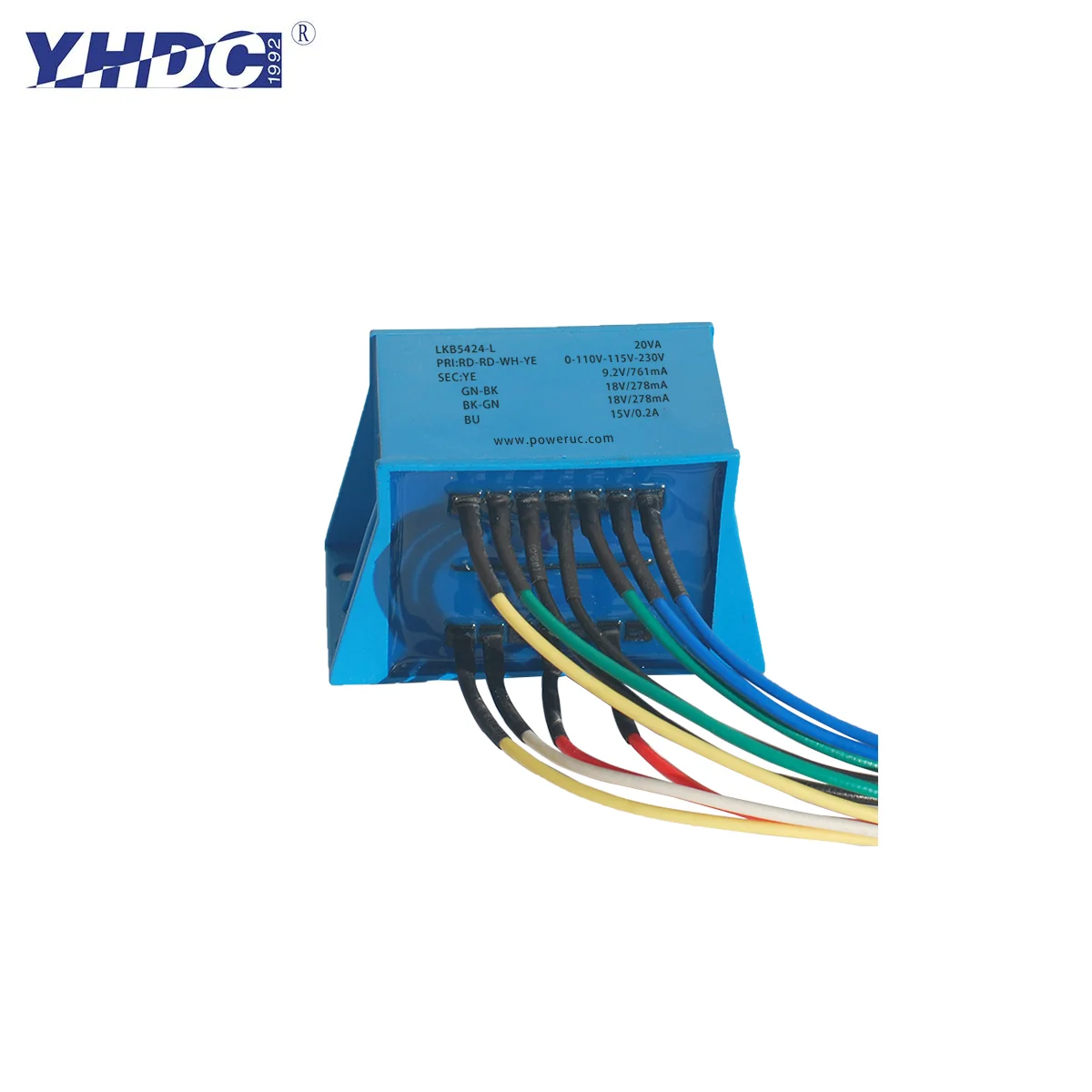 

YHDC LKB5424-L 20VA 110V-380V / 6V/7.5V/9V/12V/15V/18V/24V Vacuum Epoxy Encapsulated Safety Isolation Transformer PCB Welding