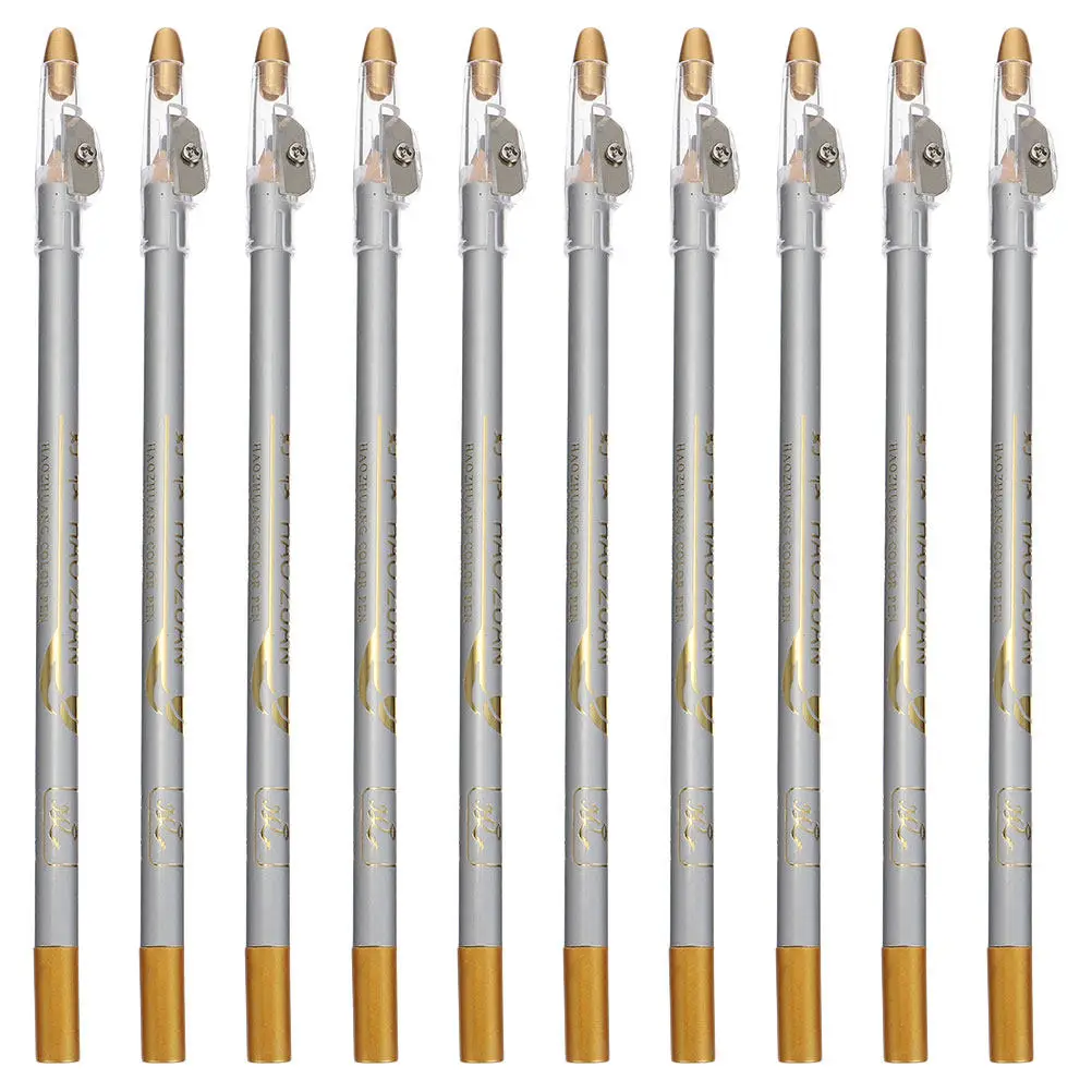 10Pcs Waterproof Eyebrow Pencils 2in1 Eyebrow Pen Eyeliner Pencil Sharpener Portable Makeup Tool Natural Look Makeup Pencils
