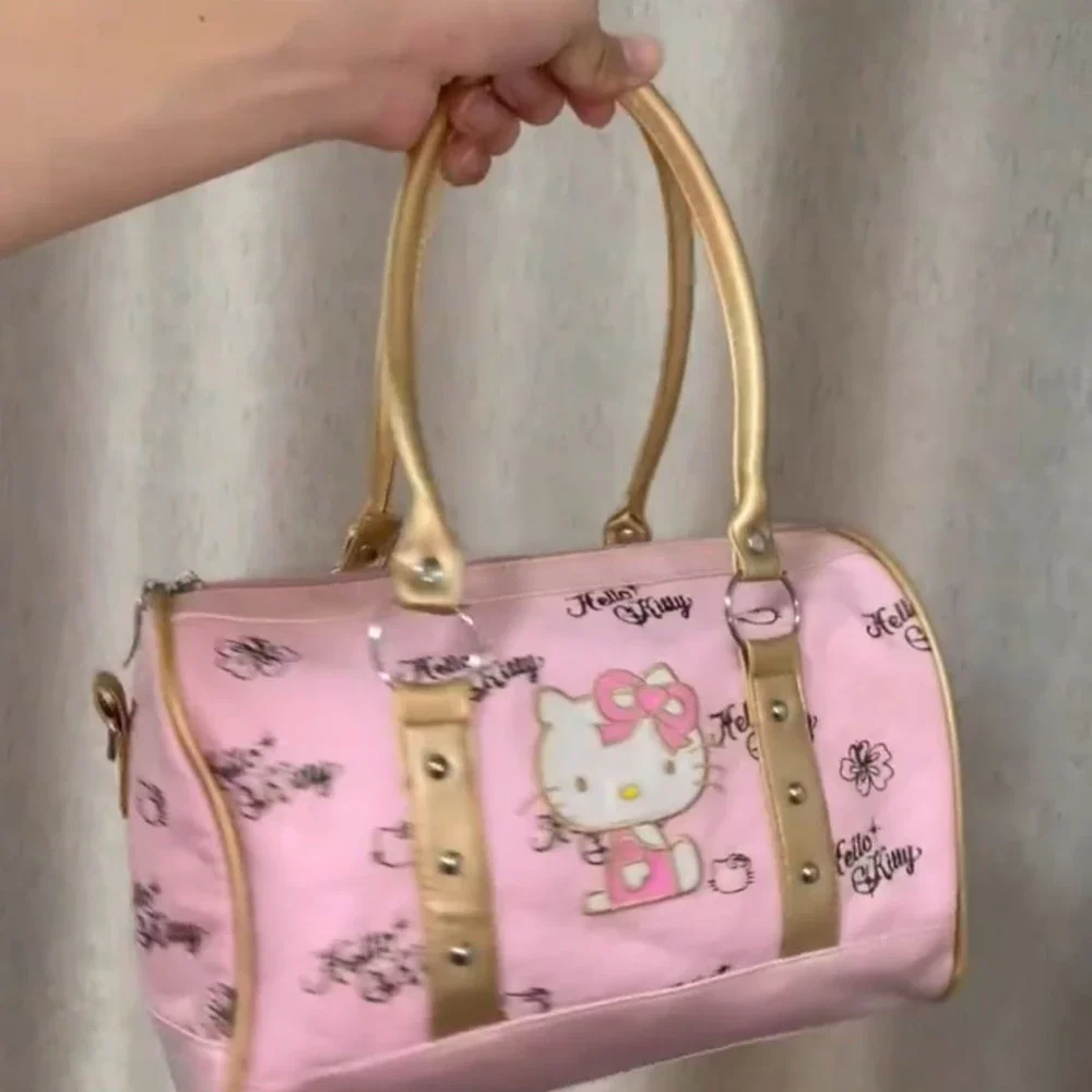 Bolso de mano de Hello Kitty Miniso, bonito bolso de hombro con estampado de PU Y2k para chica, bolso cruzado de mano de gran capacidad con dibujos animados para otoño