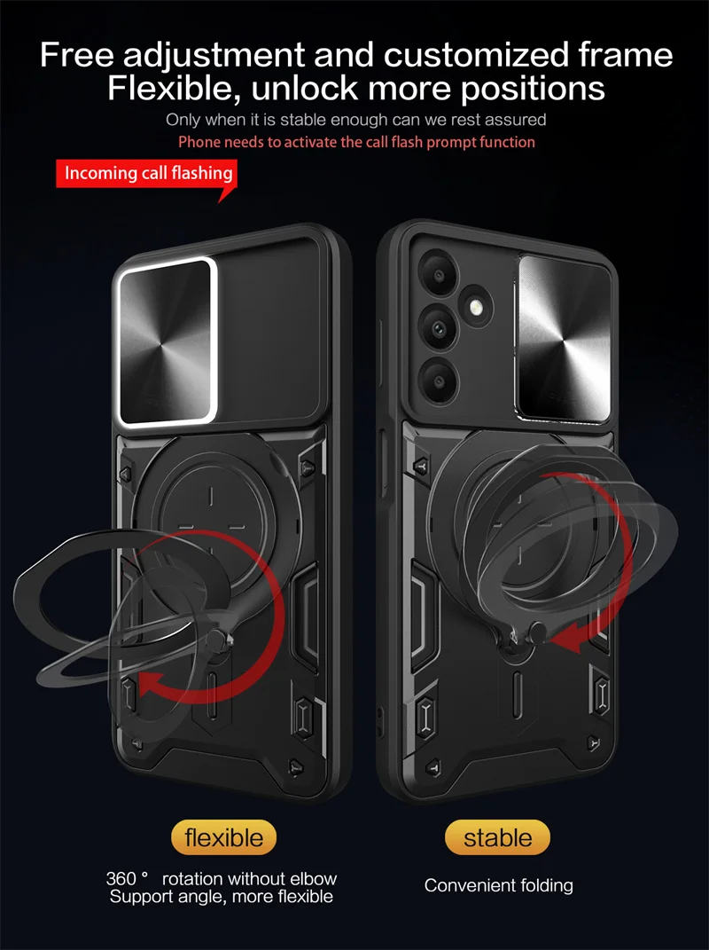 Armor Shockproof Magnetic Holder Ring Case For Samsung Galaxy A15 A25 A35 A55 A05 A05S M55 Phone Cover Slide Lens Protect Funda