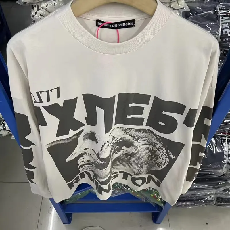 Vintage Trend RRR-123 Long Sleeves Tee High Quality 1：1 Casual Do Old Loose Round Neck Pattern T-shirt
