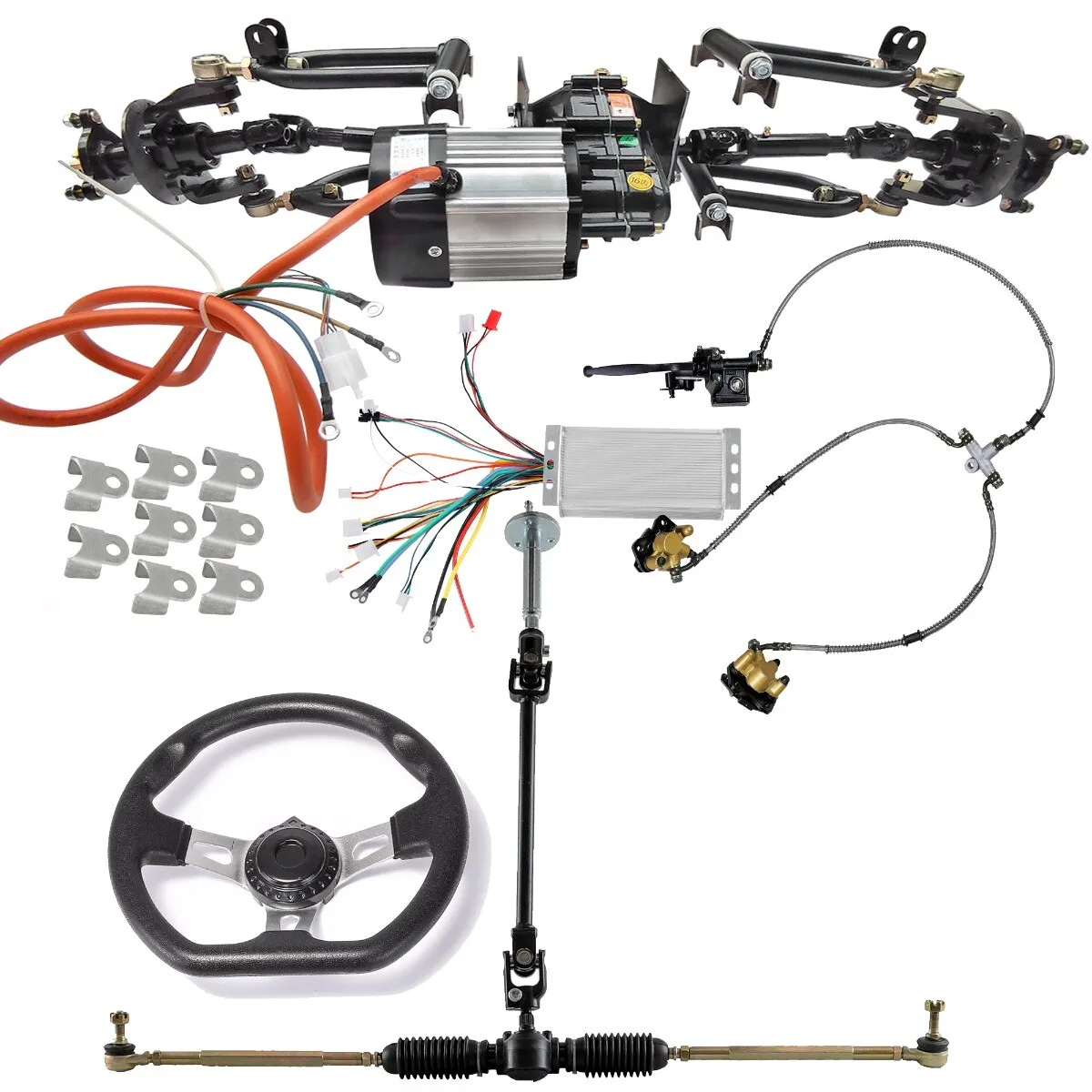 Go Kart Front Axle Kit 4 Wheel Drive 48V Differential Motor Steering for ATV Buggy