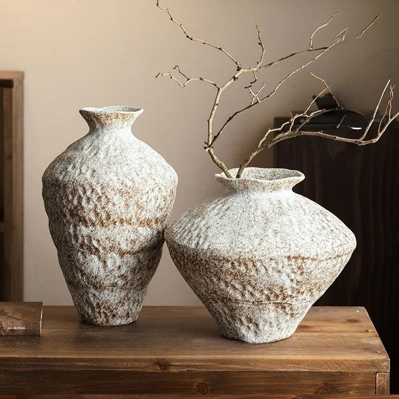 Ceramic Vase Wabi Sabi Style Vintage Vase for Home Decor, Zen Buddhist Decor, Oriental Flower Arrangement Vase for Living Room 2