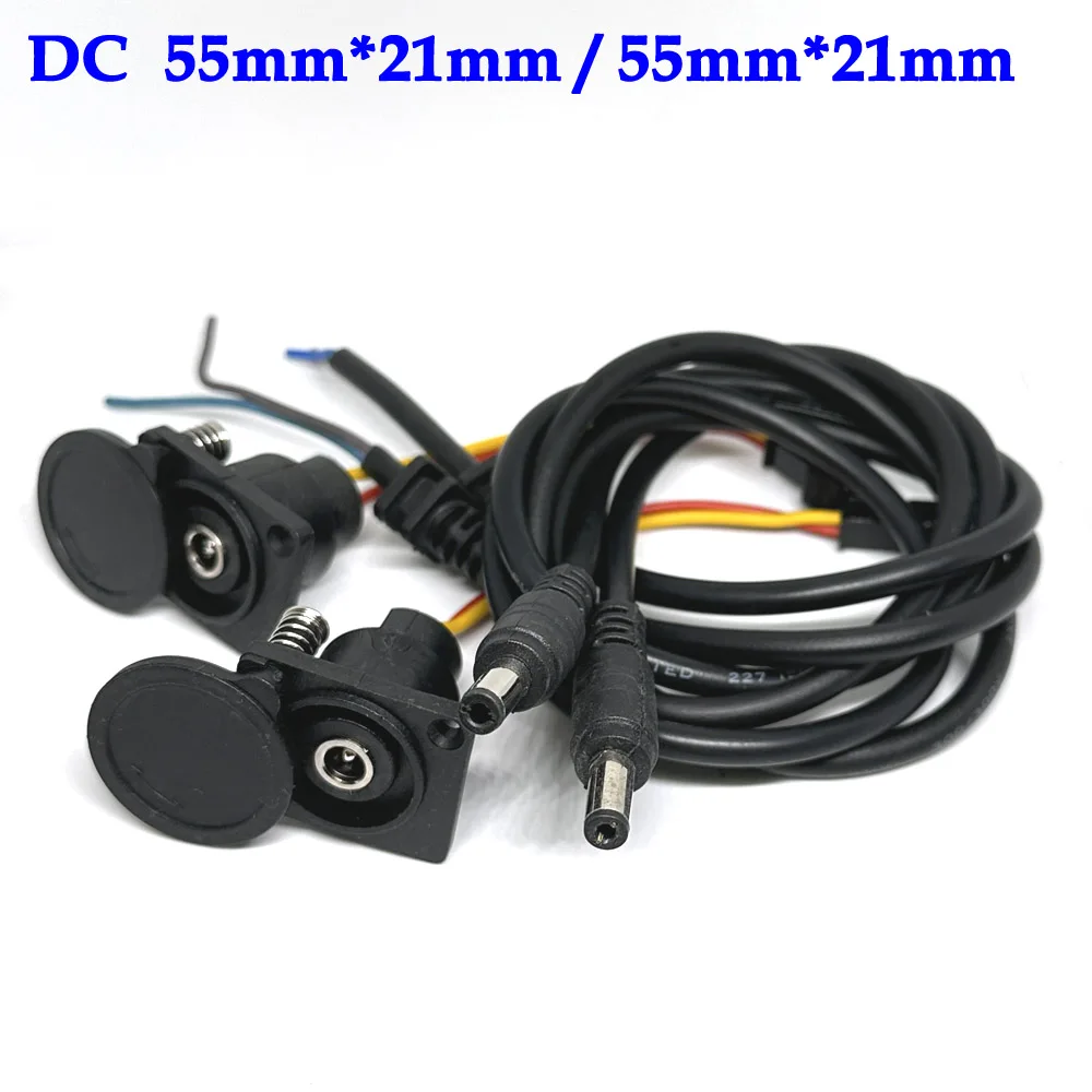 Electric Bicycle Charging Head Lithium Battery Output Line 60V Round Male and Female Base Dc2.1 / 2.5 Charger Plug Socket