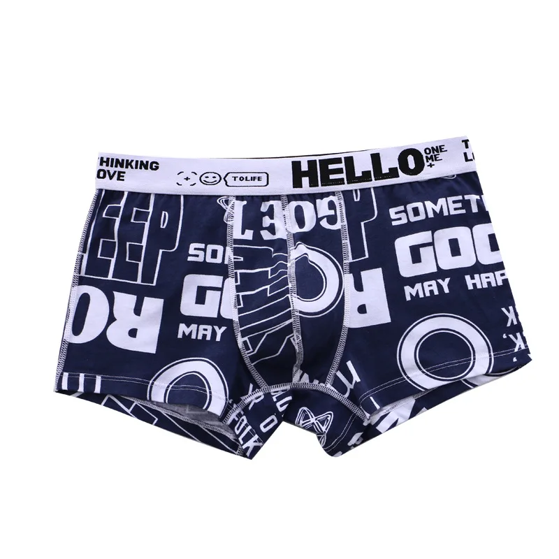 Men\'s New Underwear Boxer Shorts Teenage Printing Underwear Boxer Shorts Student Underwear Shorts Boxer Shorts Mid-Waisted