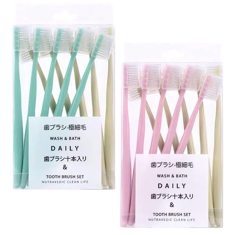 20 قطعة فرشاة أسنان ذات شعيرات ناعمة برأس صغير محمول للعناية بالفم حزمة فرشاة أسنان يدوية مع غطاء مريح ومقبض مانع للانزلاق عميق