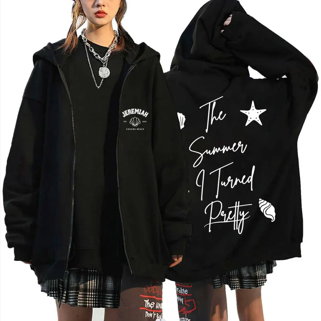 

TV Play The Summer I Turned Pretty Jeremiah Cousins Beach Graphic Zipper Hoodie Men Women Casual Vintage Oversized Zip Up Jacket