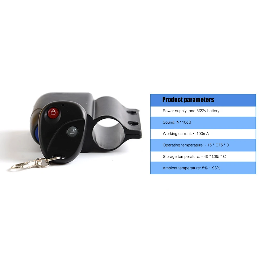 Bicycle Anti-Theft Alarm Bell with Remote Control Scooter Electric Horn Lock