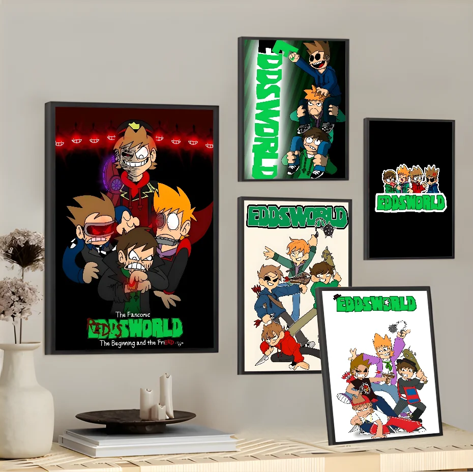 Cartoon Cute E-Eddsworlds Anime Cool Poster Sticky Wall Art Printing Waterproof Home Living Bed Room Bar Aesthetic Decor