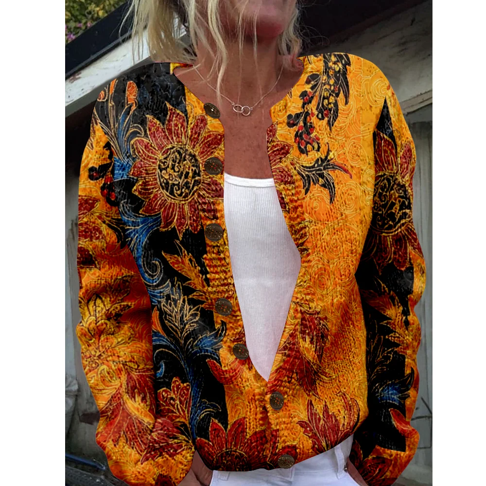 

Autumn Winter Knitted floral Cardigan Casual Sweater Streetwear Women Sweaters Knit Top Cool Jumpers Fashion