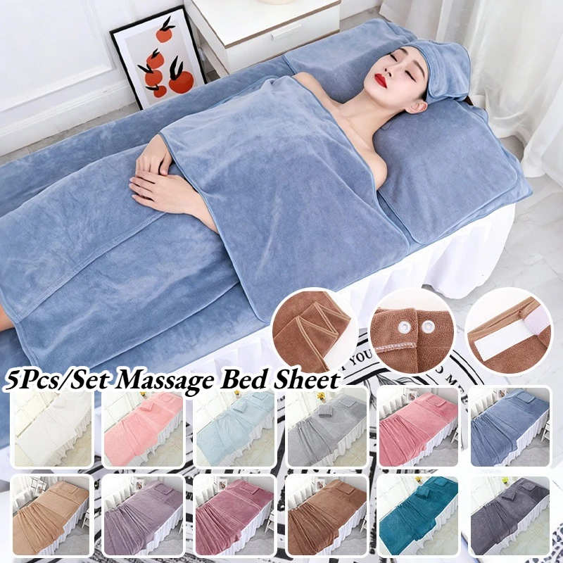 5Pcs/Set Luxury Spa Salon Turban Bath Skirt Chest Towel Thickened Esthetician Beauty Professional Towels Equipment Scarf