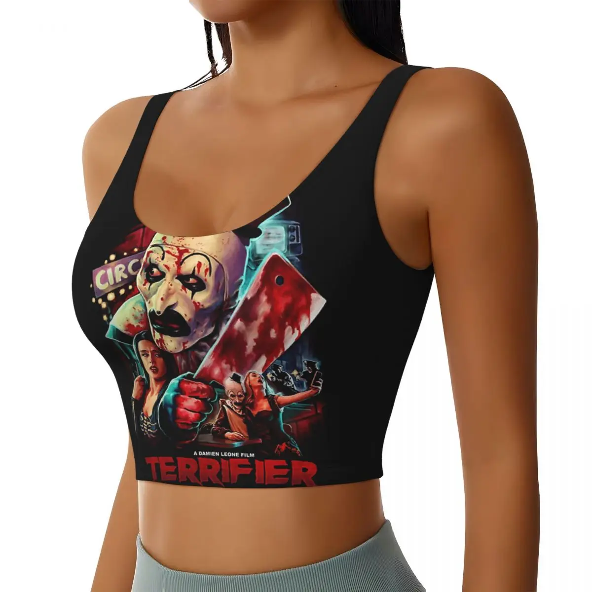 Custom Terrifiers Workout Crop Tank Tops Women's Halloween Horror Movie Yoga Sports Bras