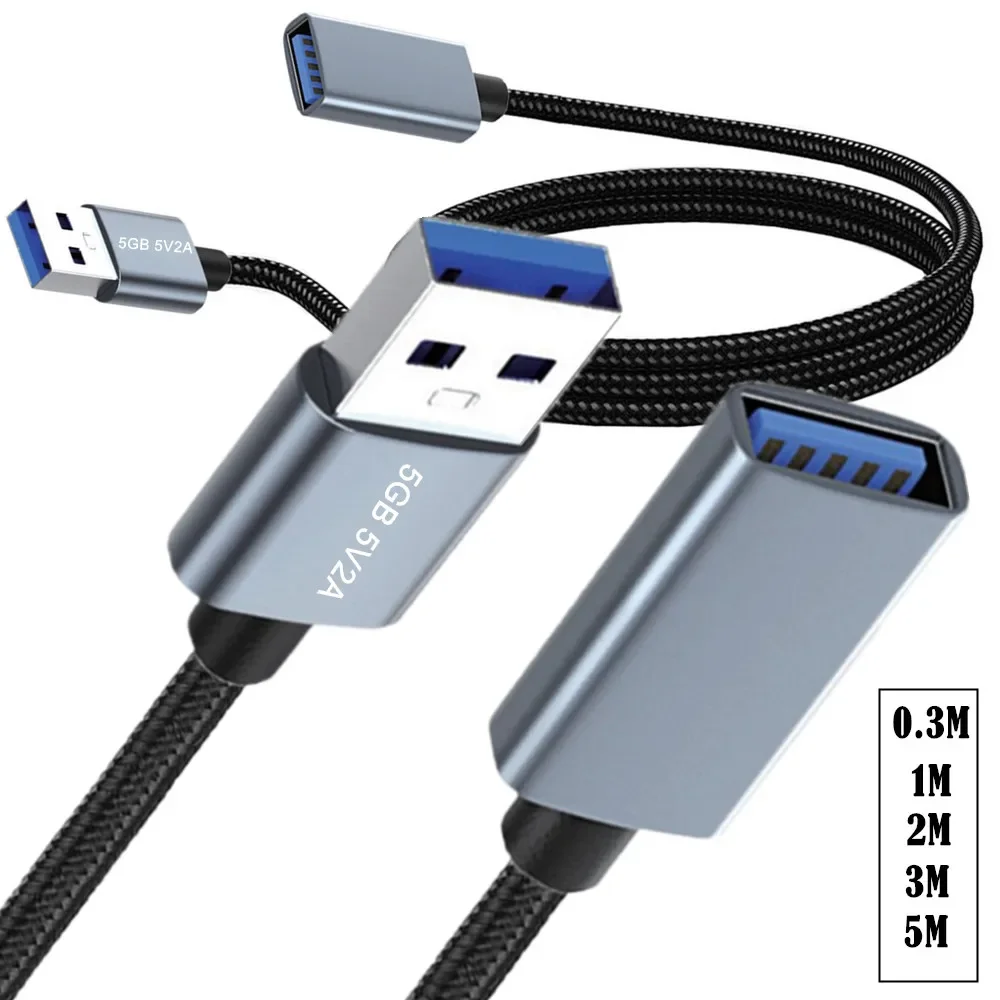 USB Extender USB 3.0-Verlängerungskabel, kompatibel mit USB-Tastatur, Maus, Flash-Laufwerk, Festplatte, Drucker, Webcam, Kamera, Telefon