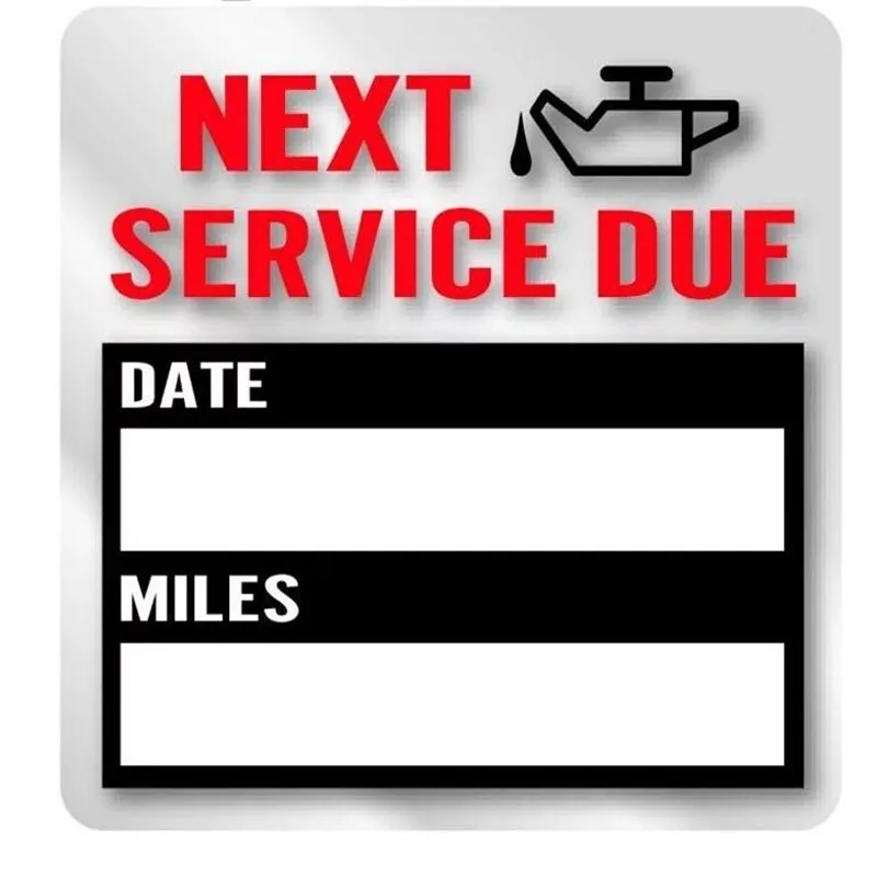 Practical 100pcs/roll 2 Inch Square Oil Change Maintenance Service Reminder Sticker "NEXT SERVICE DUE" Car Window Adhesive Label