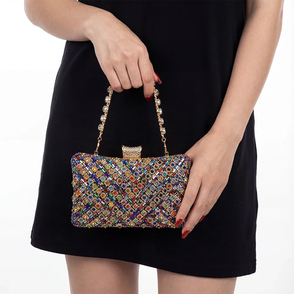 

Women’s Stylish Colorful Rhinestone Clutch Bag Handheld Shoulder Purse Perfect Evening Dresses Banquet Events Lipstick Case