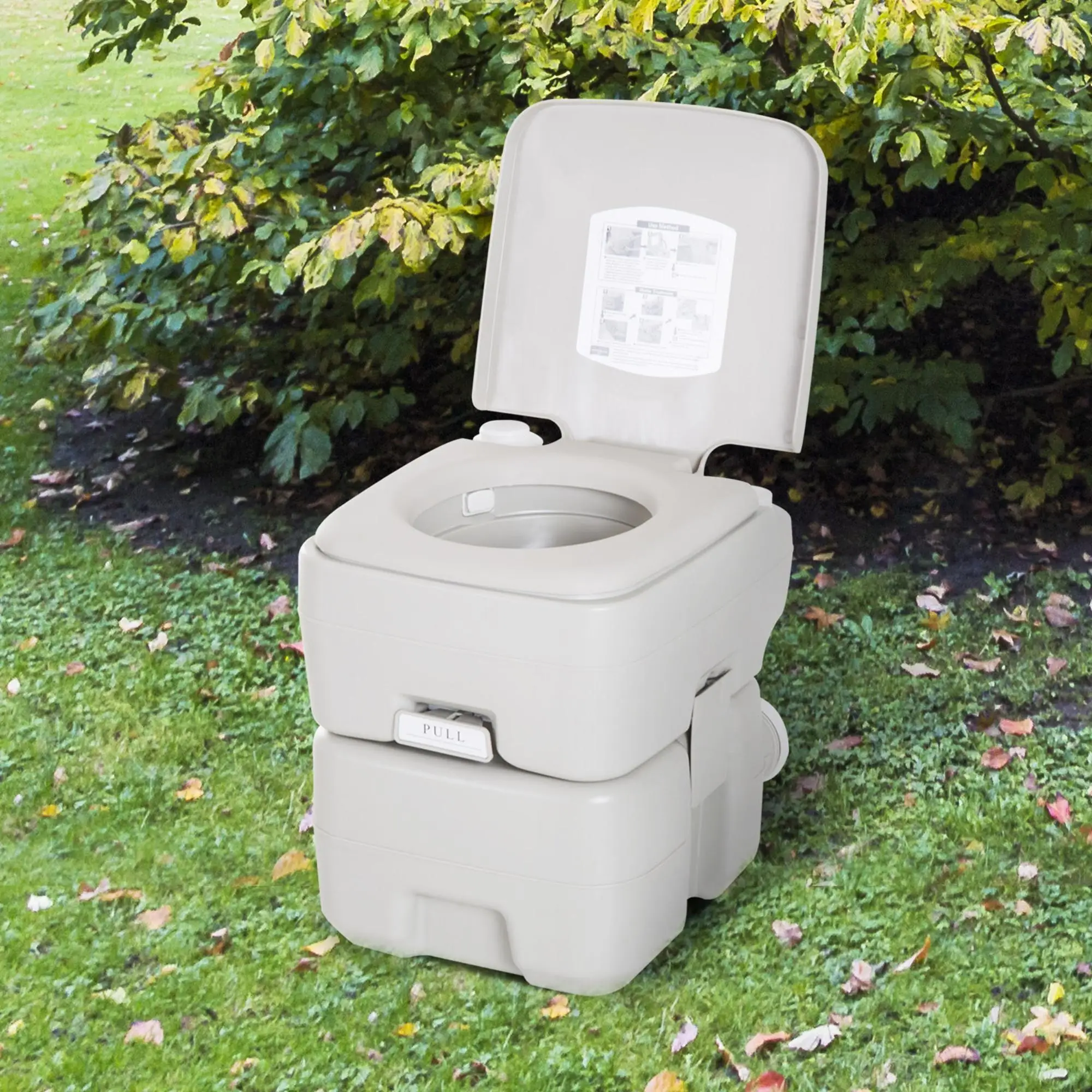 Inodoro Portátil de 20L con Tanque de Aguas Residuales para Camping, Viajes, Caravana, Barco, Personas Mayores, HDPE Gris, Capacidad de Carga de 147 kg, 41.5x36.5x42 cm