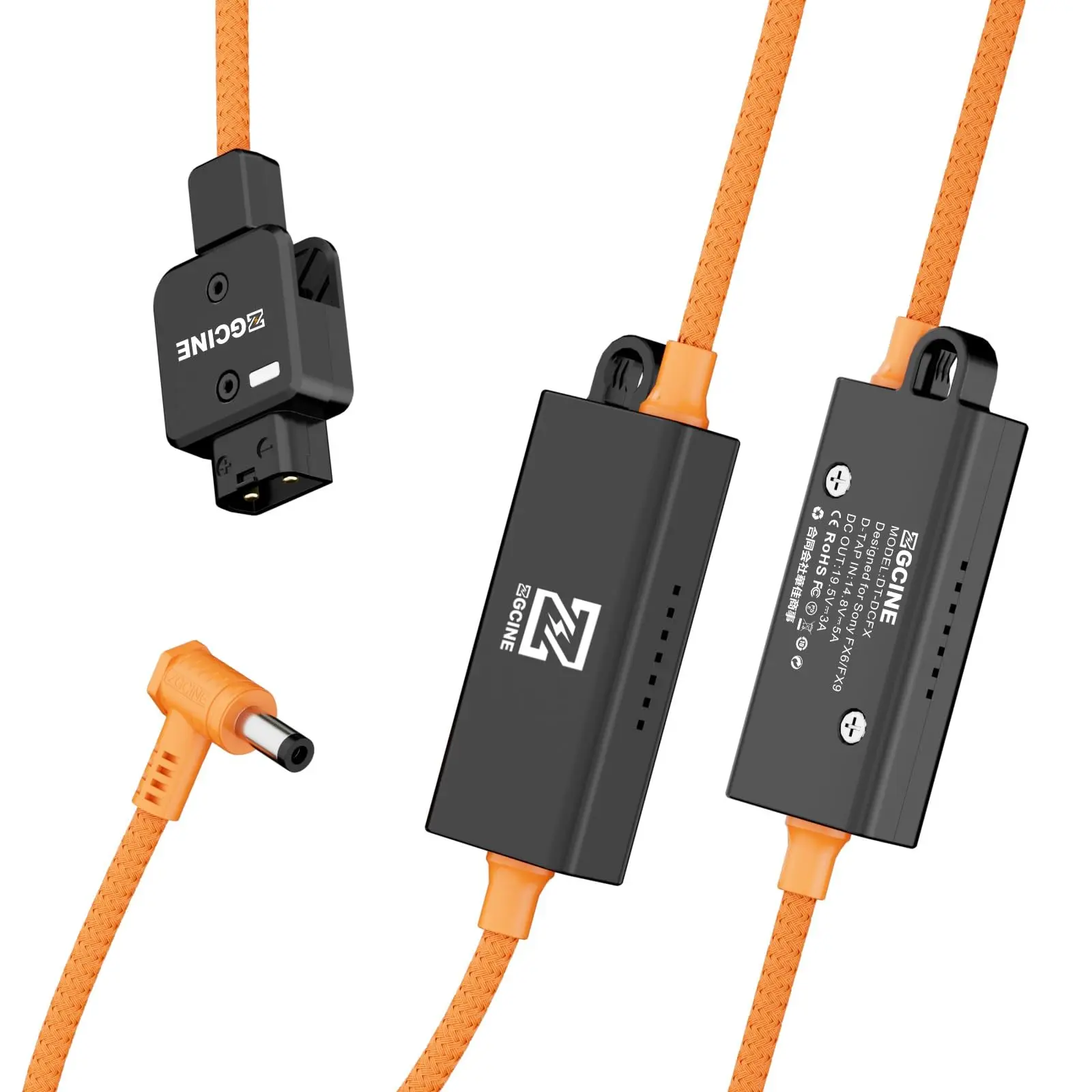 ZGCINE DT-DCFX D-Tap to DC 19.5V Regulated Power Cable 12-16.8V Input 100W Output 60cm Nylon Braided for Sony FX6 FX9