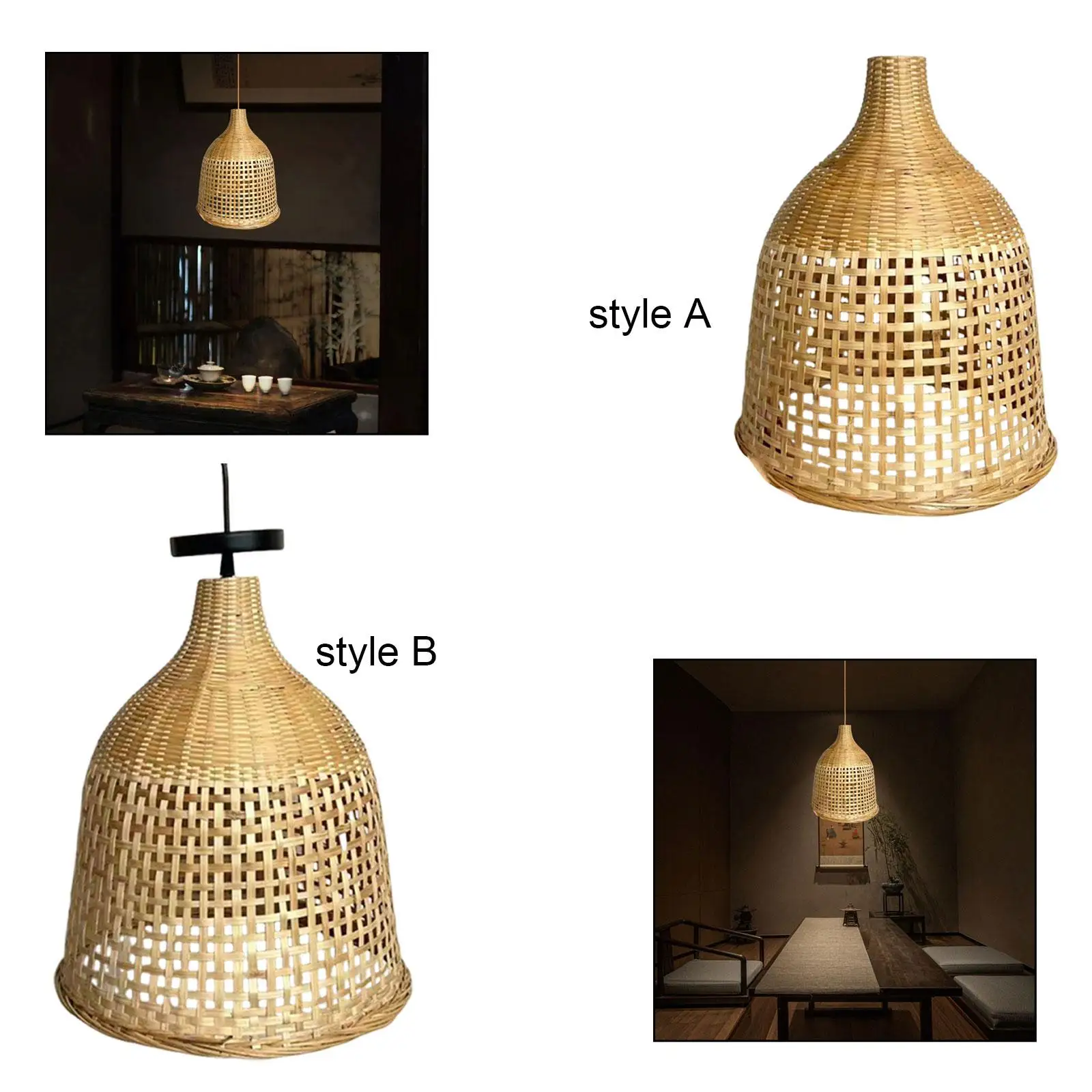 

Traditional Chinese Bamboo Lamp Shade Rustic Woven Pendant Light Lampshade for Room Decoration