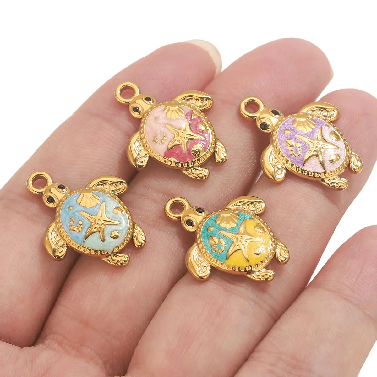 

5pcs Stainless Steel Charms Summer Turtle Charm for DIY Earring Necklace Jewelry Making Pendant Supplie Crafts Wholesale Finding
