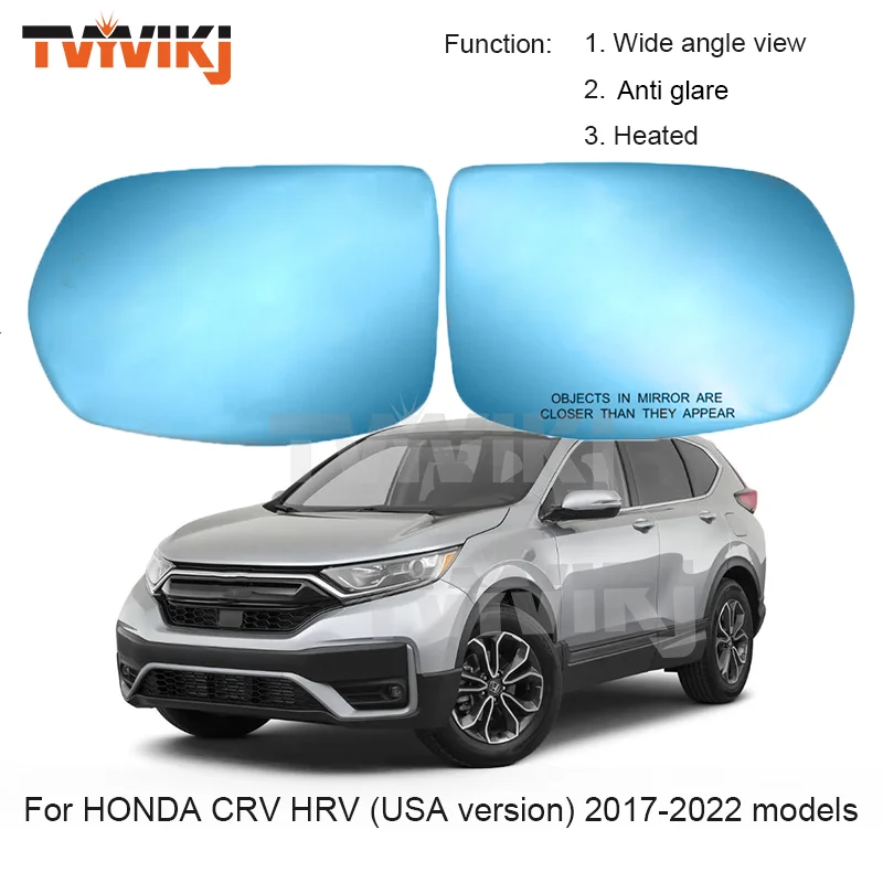 1 pair 2PCS Side Rearview Mirror Blue Glass Lens For HONDA CRV HRV USA version 2017-2022 CR-V Wide angle view Anti glare mirrors