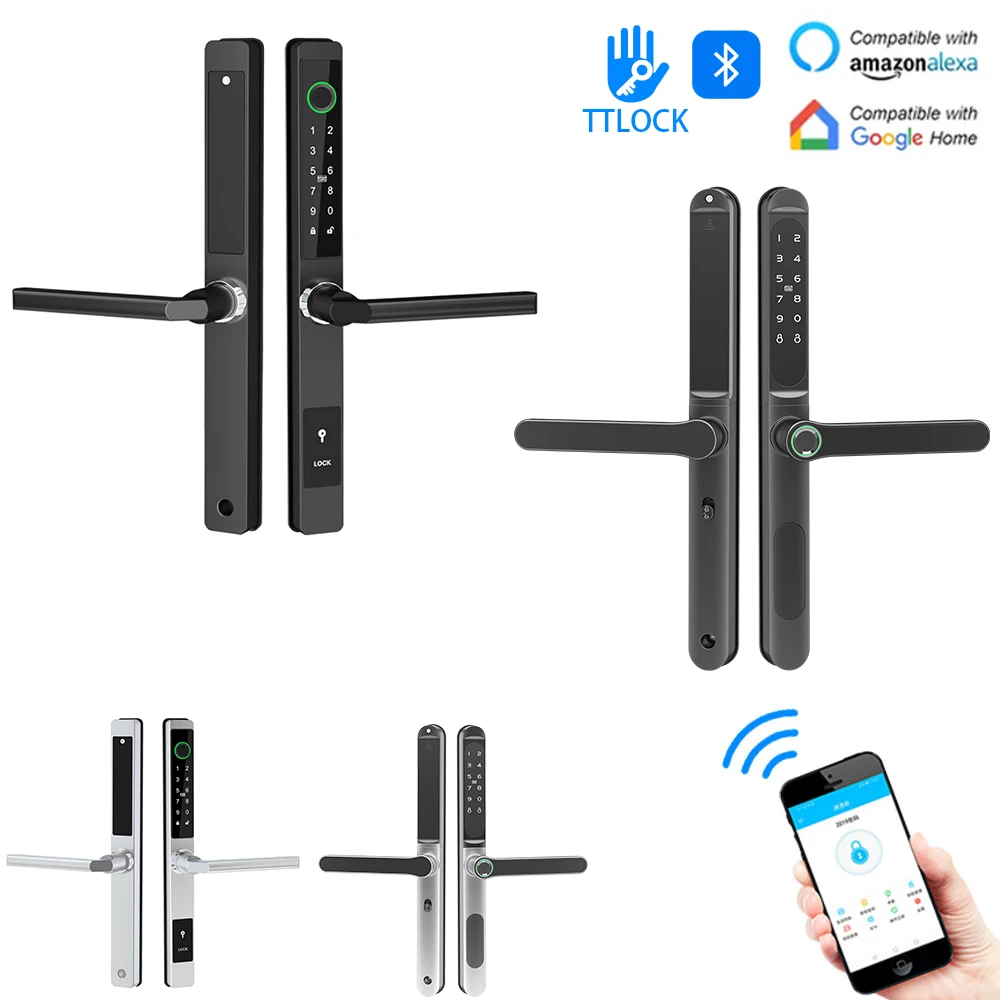 

Waterproof Sliding Door Smart Lock TTLock App Fingerprint Digital Code RFID Card Anti-Lock Aluminum Glass Electronic Lock 3085
