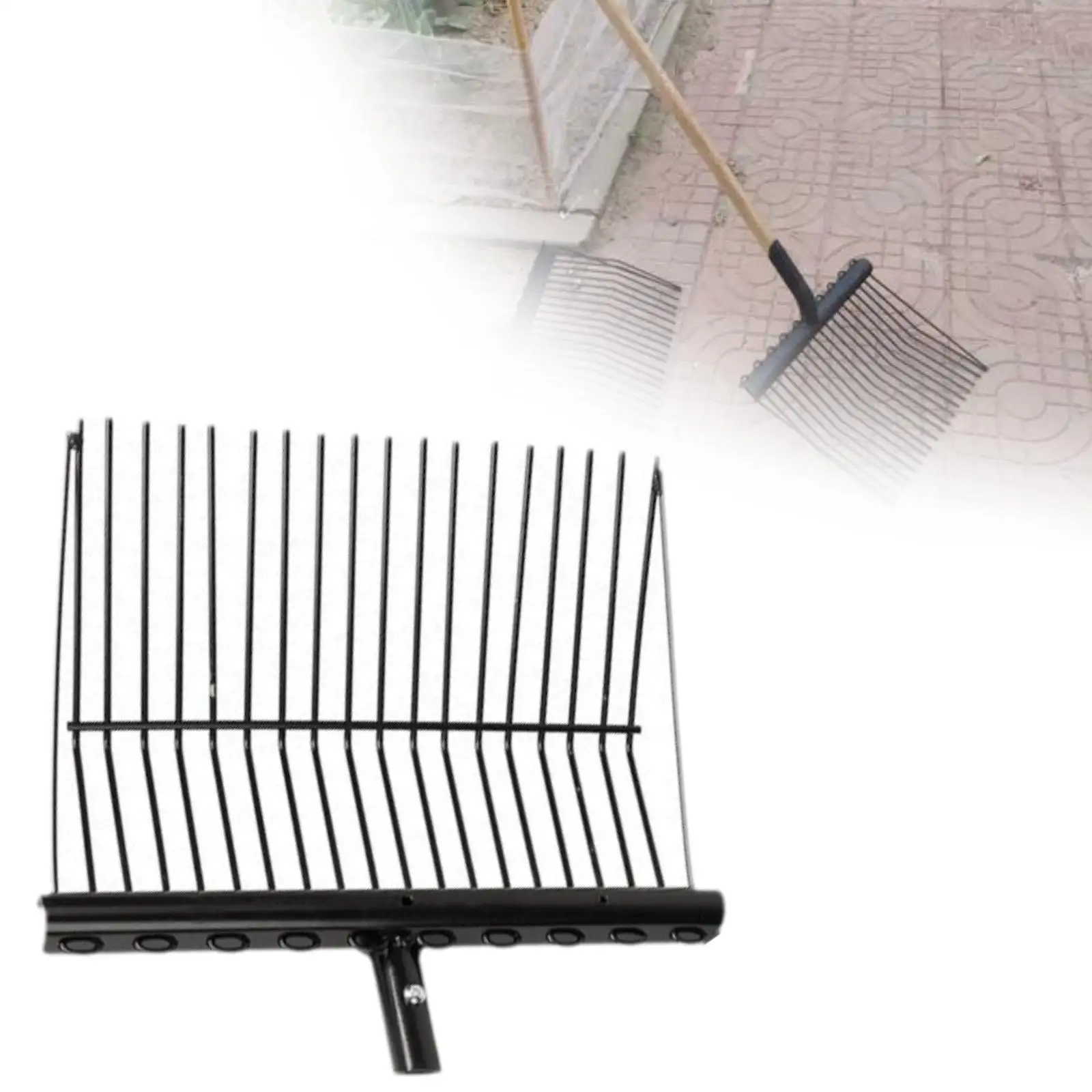 Cabeza de tenedor de estiércol de Metal, resistente, negra, para puesto de caballos, hierba, heno, granja, rastrillo de estiércol, jardín, cría de animales