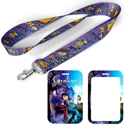 D1600 Coraline Anime Neck Strap Lanyards Keychain Badge Holder ID Card Pass Hang Rope Lariat Lanyard Key Ring Gifts Accessories