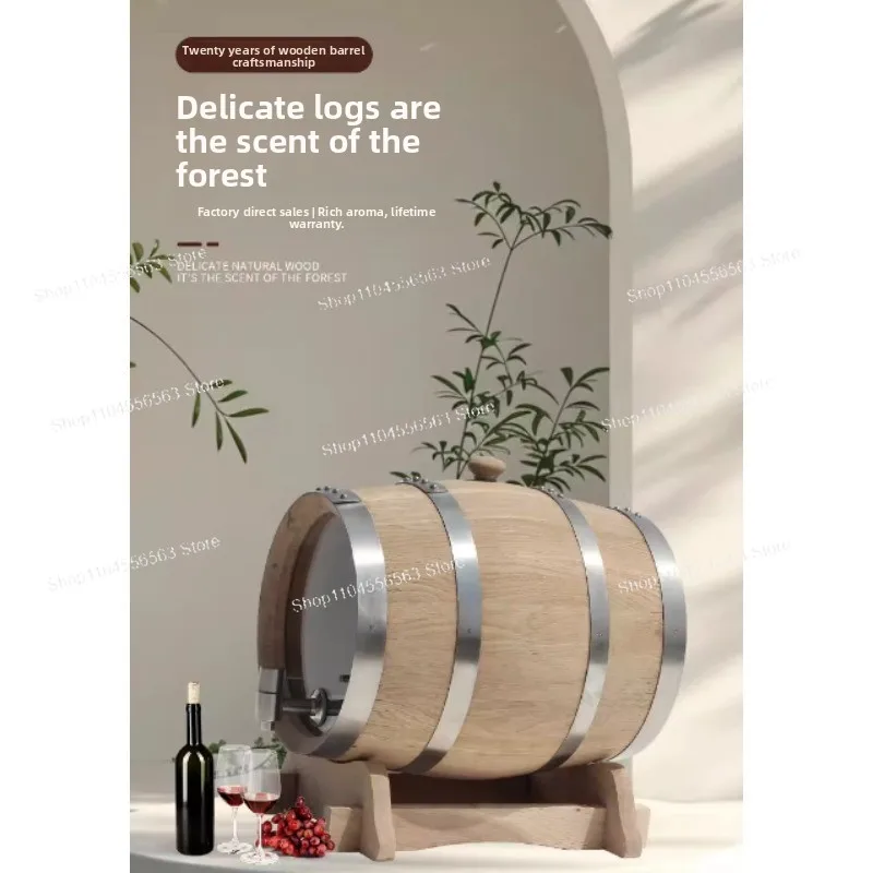 Quality 3L Vintage Oak Wood Wine Barrel - Large-Capacity Home Brewing Accessory for Tequila/Wine/Whiskey