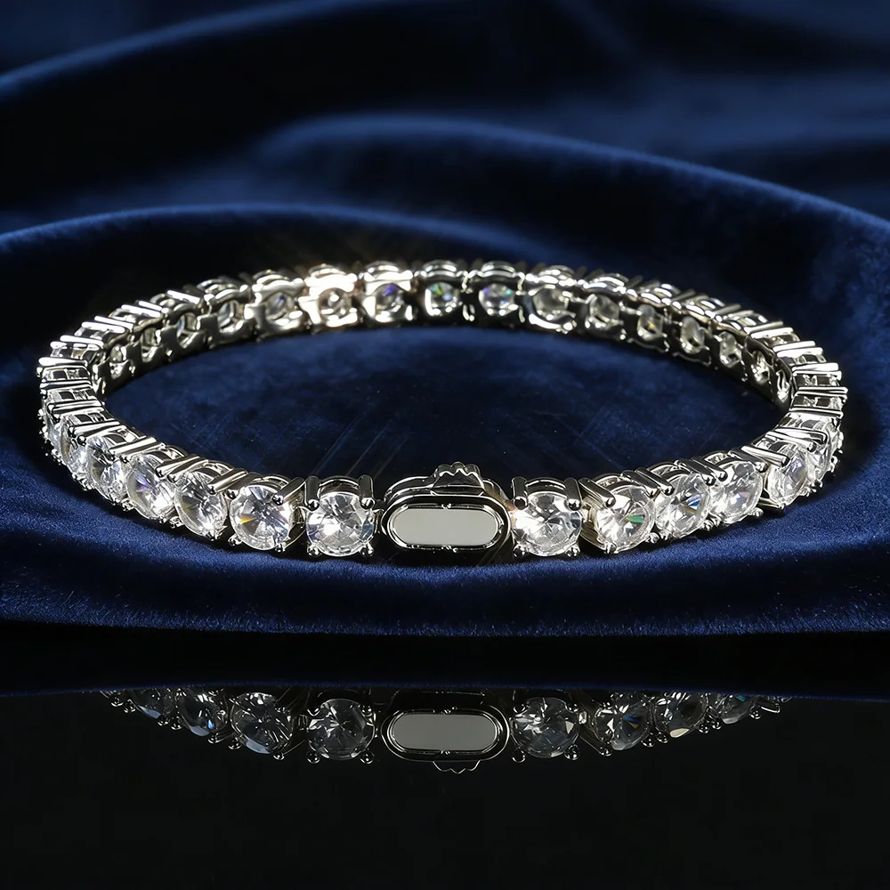 HHIOK Customized 12mm Iced Zirconia 5A Cubic Zirconia Exquisite Luxury Hip Hop Style Gift Jewelry Bracelet For Men and Women