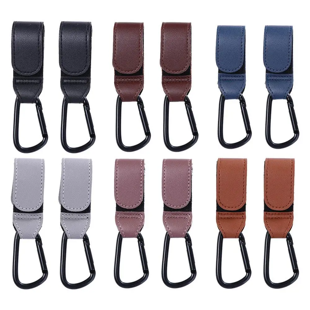 

PU Leather Aluminum Alloy Carabiner Stroller Accessories Baby Bag Stroller Hook Cart Organizer Stroller Hooks Clips Pram Hook