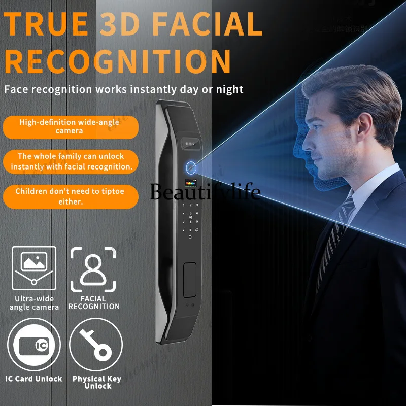 Automatic fingerprint lock household anti-theft door facial recognition smart door lock graffiti door lock visual cat eye