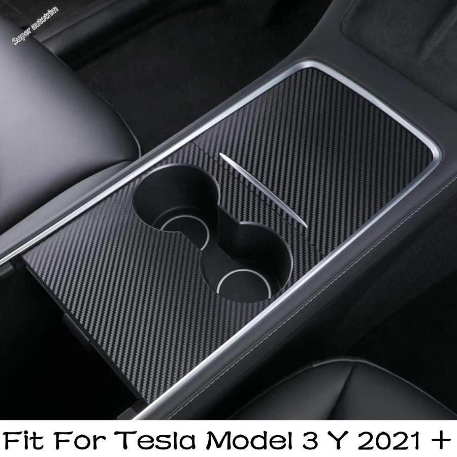 

Car Central Console Storage Box Container Stickers Decoration Interior For Tesla Model 3 Y 2021 2022 Carbon Fiber Accessories