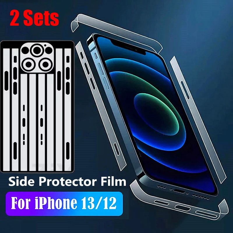 2PCS Set Hydrogel Side Film For iPhone 14 13 12 11 Pro Max Phone Side Protector Film For iPhone 8 Plus X XR XS Max Frame Film