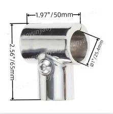 22/25mm Boat Hand Rail Fittings 90 Degree Marine 316 Stainless Steel Tee Corrosion Resistant Hand Rail Fitting