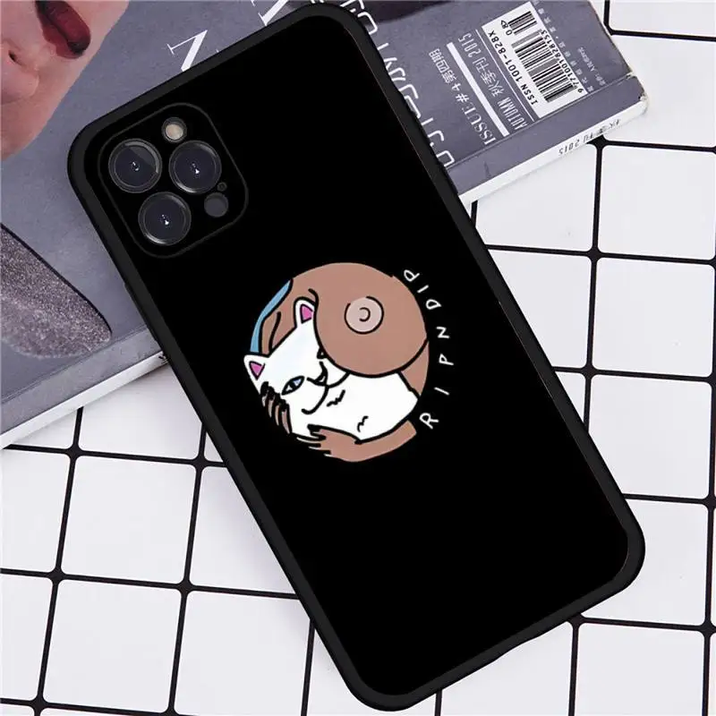 RIP&DIP Middle Fingers Cat Phone Case For iPhone 11 12 13 14 15 Pro MAX Mini X XS XR 7 8 Plus SE 2020 Soft TPU Cover Lord Nermal