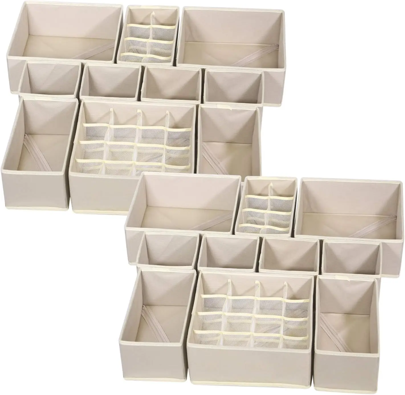 

21 Pack Foldable Drawer Organizer Dividers Cloth Storage Box Closet Dresser Organizer Cube Fabric Containers Basket Bins for Und