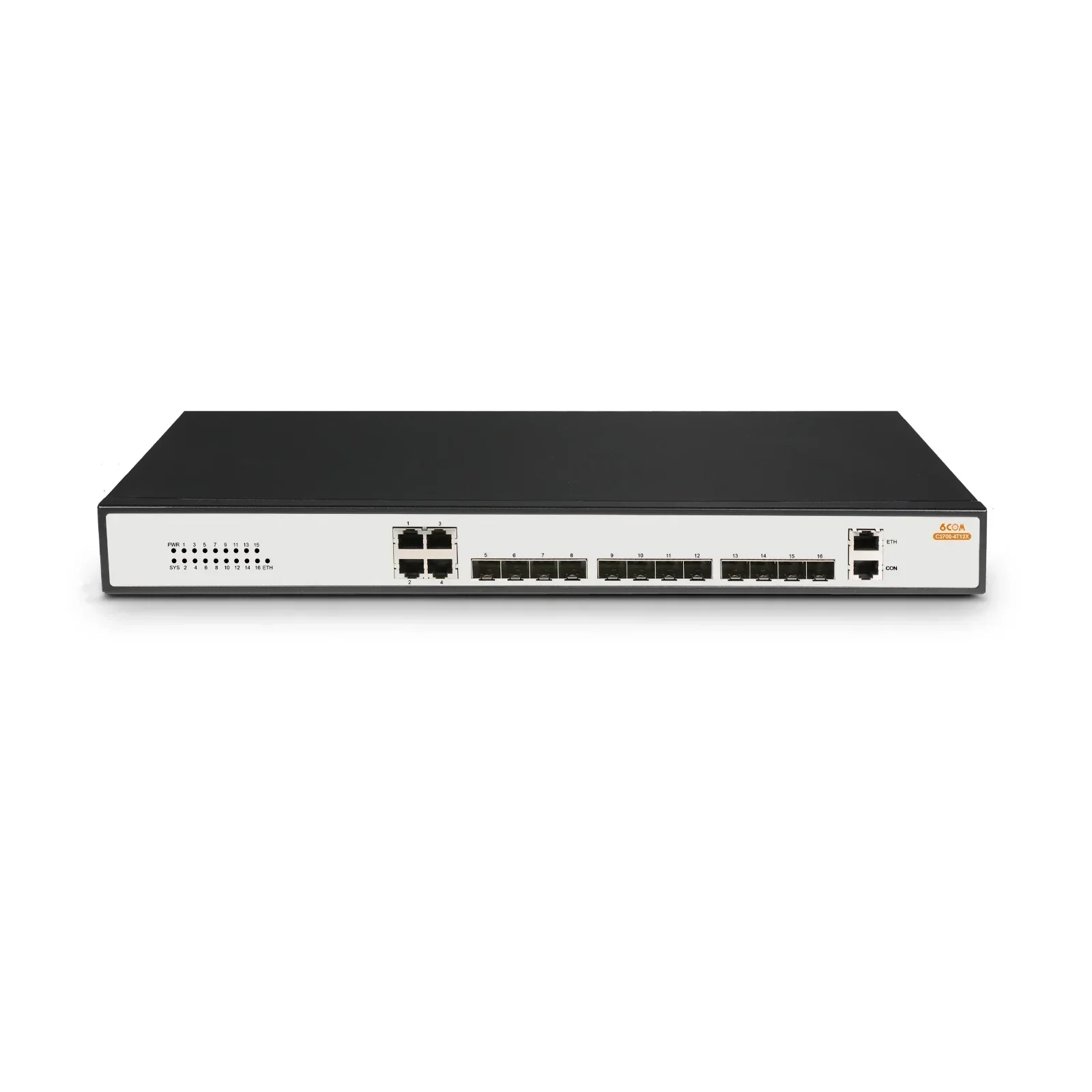 6COM  C3700-4T12X 16-Port 1G/10G Switch, 4x 10/100/1000 Base-T, 12x 10G SFP+, MLAG, VXLAN