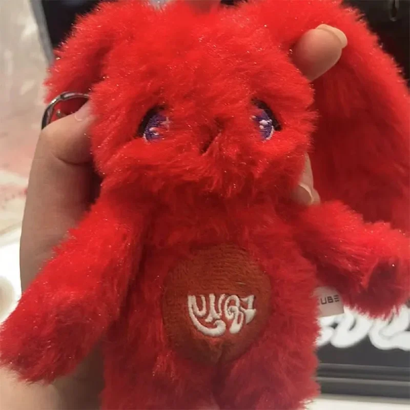 HOT Kpop GIDLE Cute Yuqi SOLO Red Rabbit Keychain Ring Plush Bag Pendant For Couple Car Key Ring Jewelry Gifts 15cm