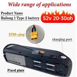 2024 New Original 52V Hailong E-bike Battery 20Ah 30AH  WithBMS For 350W 500W 750W 1000W Motor Electric Mountain Bike