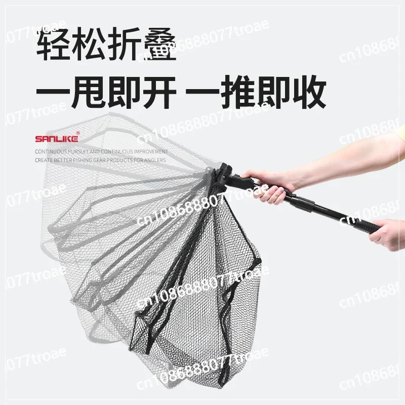 Integrated folding portable telescopic large object, triangular net pole fishing net fishing gear