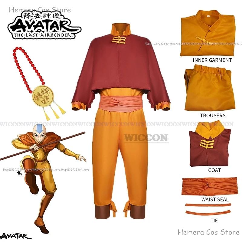 Avatar The Last Airbender Avatar Aang Cosplay Kostüm Kinder Kinder Overall Outfits Halloween Karneval Anzug Männer Anzug Kleidung