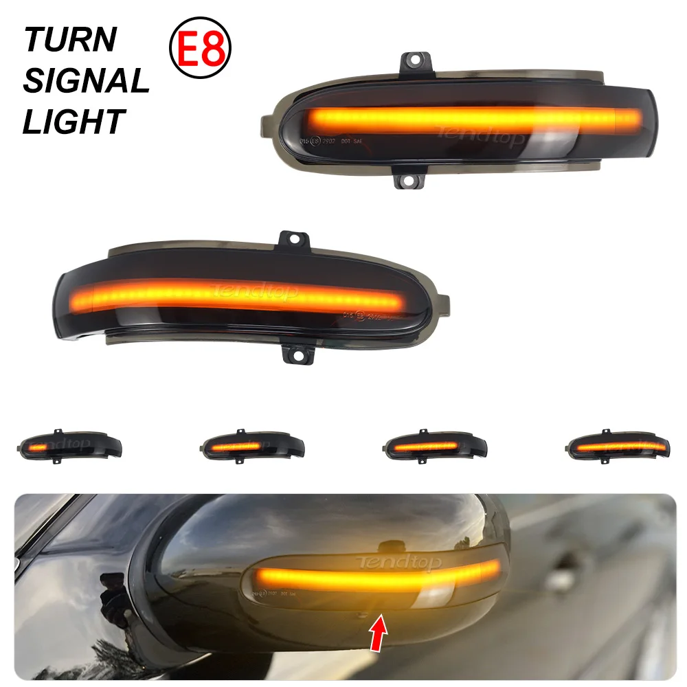 2Pcs Amber/Blue Sequential Flash LED Side Mirror Turn Signal Light Side Marker Lamp For Mercedes Benz C Class W203 S203 CL203