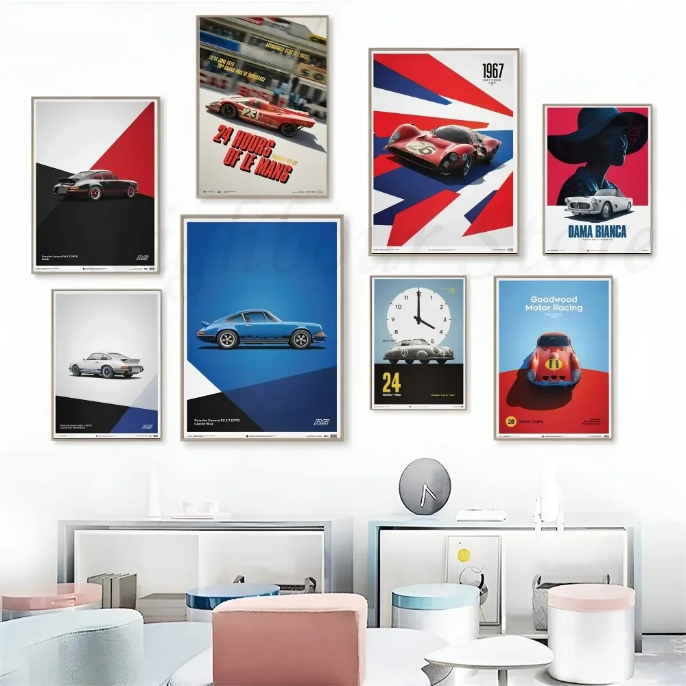 1pc Retro F1 Racing Poster Stickers Home Decor Aesthetic Art Mural Room Decor Digital Painting Living Room Bar