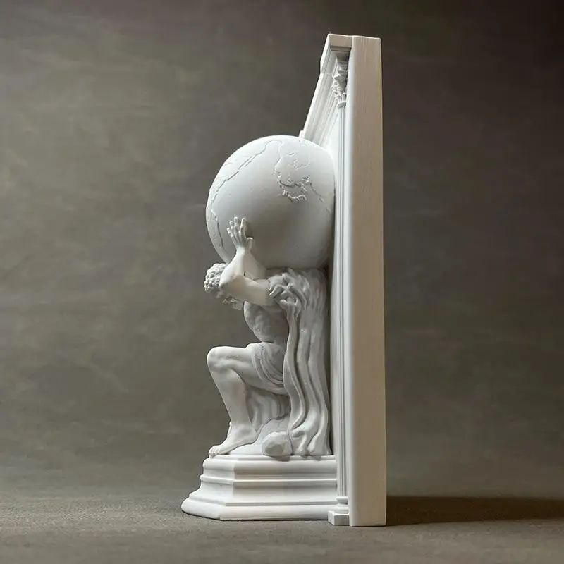 الأبيض الجبس أطلس النحت Bookend الكلاسيكية الأساطير اليونانية الإغاثة الديكور تمثال سطح المكتب الفن ديكور المنزل مكتب هدية