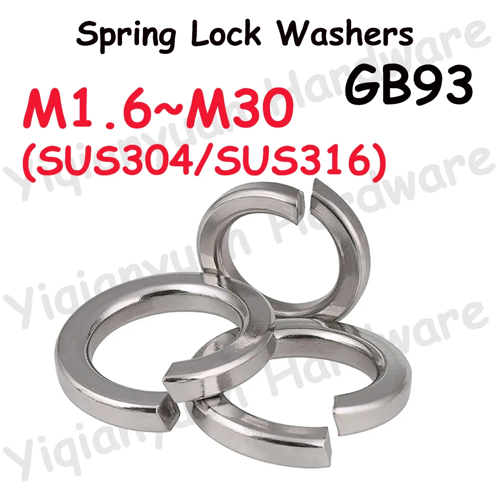 

GB93 DIN127 SUS304 / SUS316 Stainless Steel Spring Lock Washer Elastic Gaskets M1.6 M2 M2.5 M3 M3.5 M4 M5 M6 M8 M10 M12 to M30