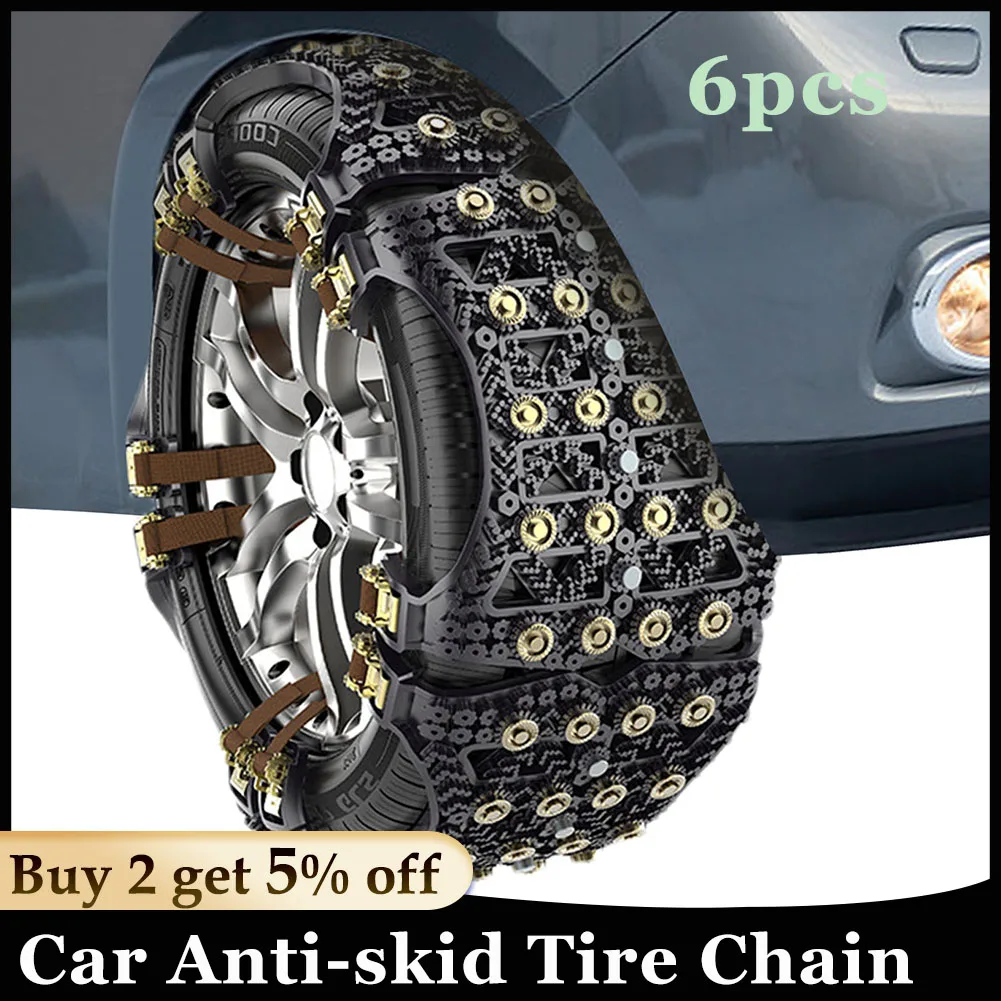 

Snow Tire Chains 6pcs Universal Snow Chain Tools Truck Tire Chains Reusable Snowfield Muddy Icy Ground Car Chains Flexible Anti