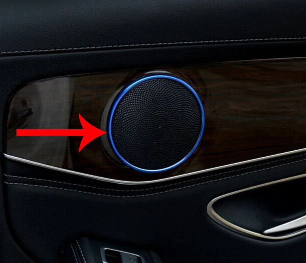 

For Benz C-Class W205 2014-2017 Aluminium Alloy Inside Interior Door Speaker Around Cover Trim Blue Car Accessories Stickers