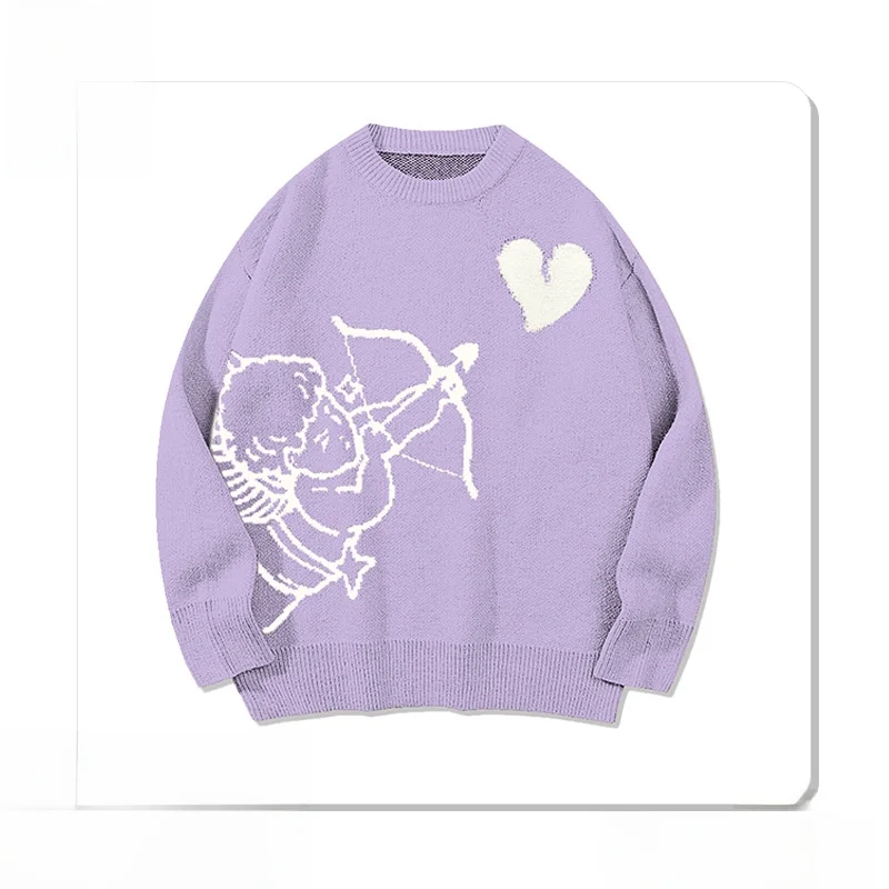 Maglione lavorato a maglia da uomo Angel Love Heart Design Faionable Urban Sle Stagione invernale Lungo Sve round Ne Pullover Nuovo arrivo