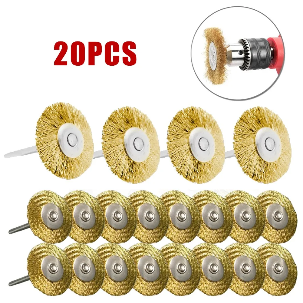 20Pcs/lot Brass Brush Wire Wheel Brushes 40mm Length 3.175*25mm Grinder Rotary Brass Brush Polishing Tool For Grinder