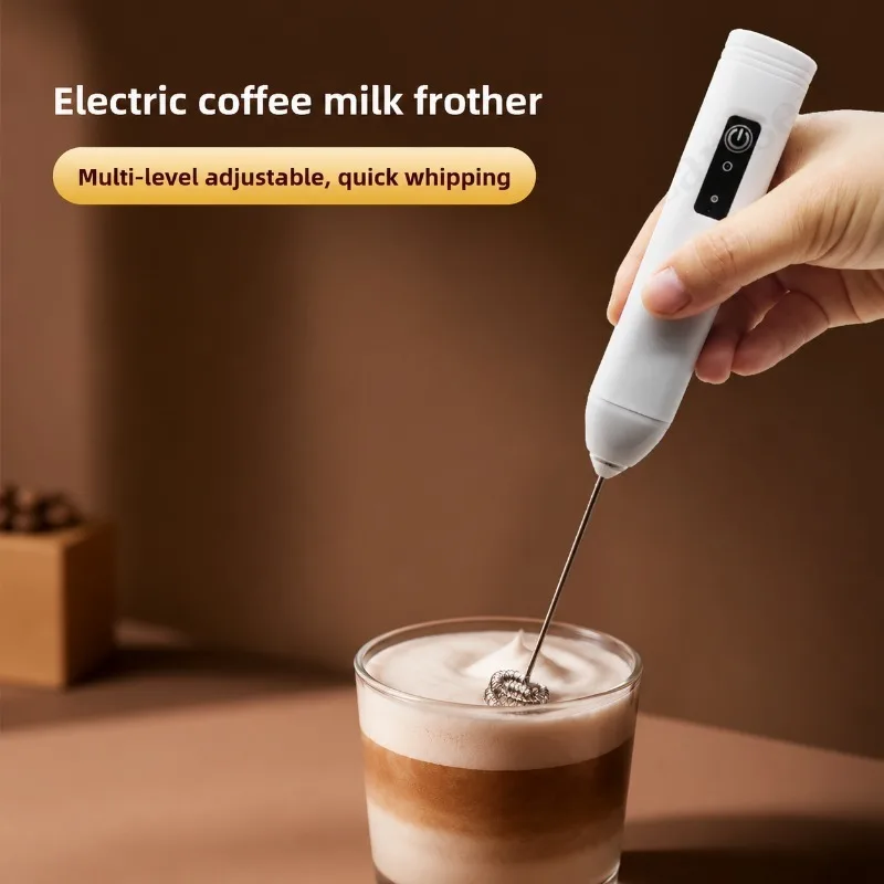 Electric Coffee Frother 2 In 1 Rechargeable Type-C Blender Stainless Steel 3 Speeds Milk Mixer Egg Beater Handheld Foam Maker view 2